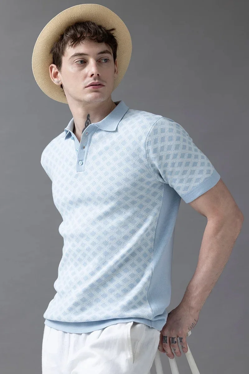 سنيتش تيشيرت بولو جيانا أزرق فاتح بنقوش هندسية